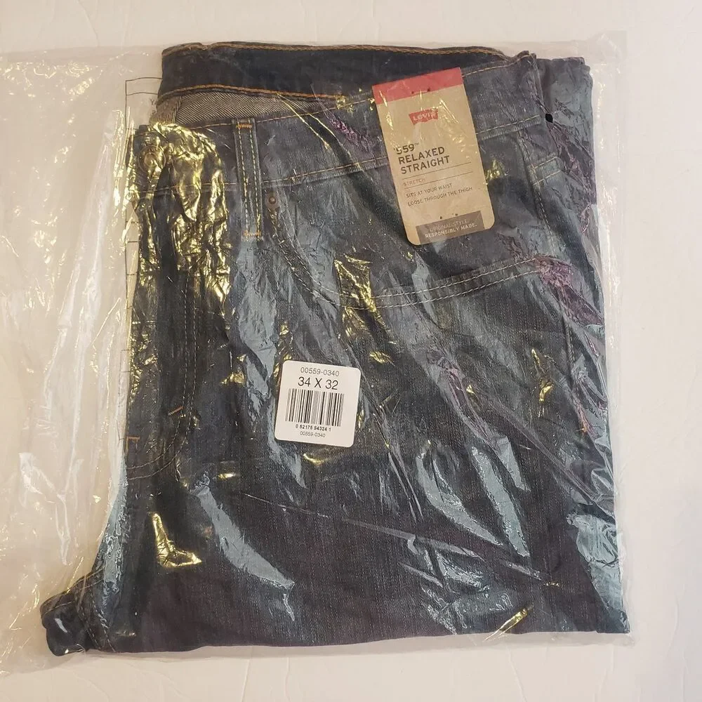 Levis 559 Relaxed Straight Leg Denim Jeans Mens Size 34W X 32L NEW